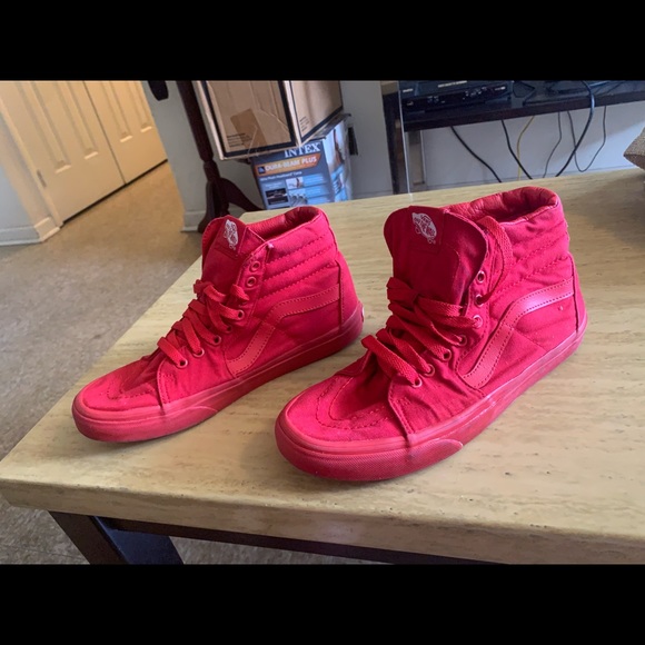 Cherry Red Old School High top Vans - Picture 4 of 8